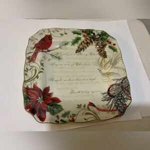 222 Fifth Holiday Wishes Cardinal Salad Plate China Square Replacement
